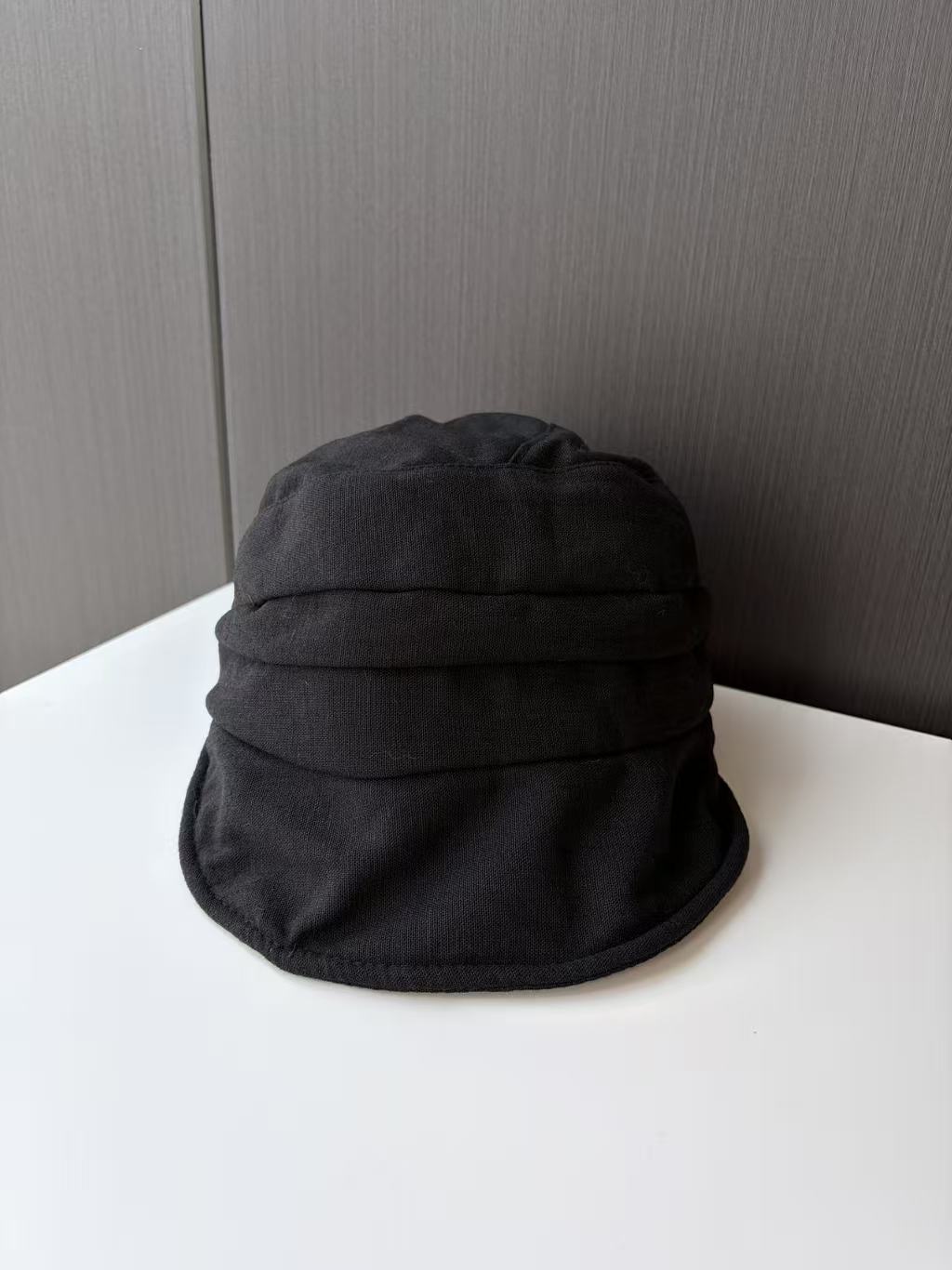 Black Soft Crumpled Bucket Hat - Unstructured Casual Cap