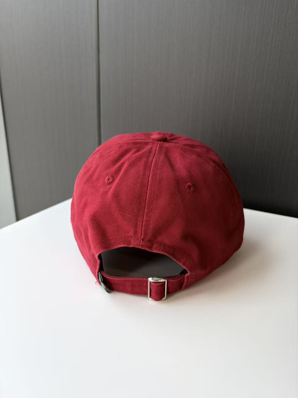 Red Baseball Cap with Embroidered Giraffe Logo