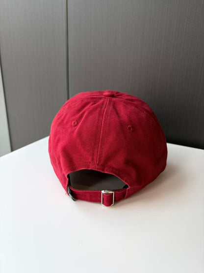 Red Baseball Cap with Embroidered Giraffe Logo