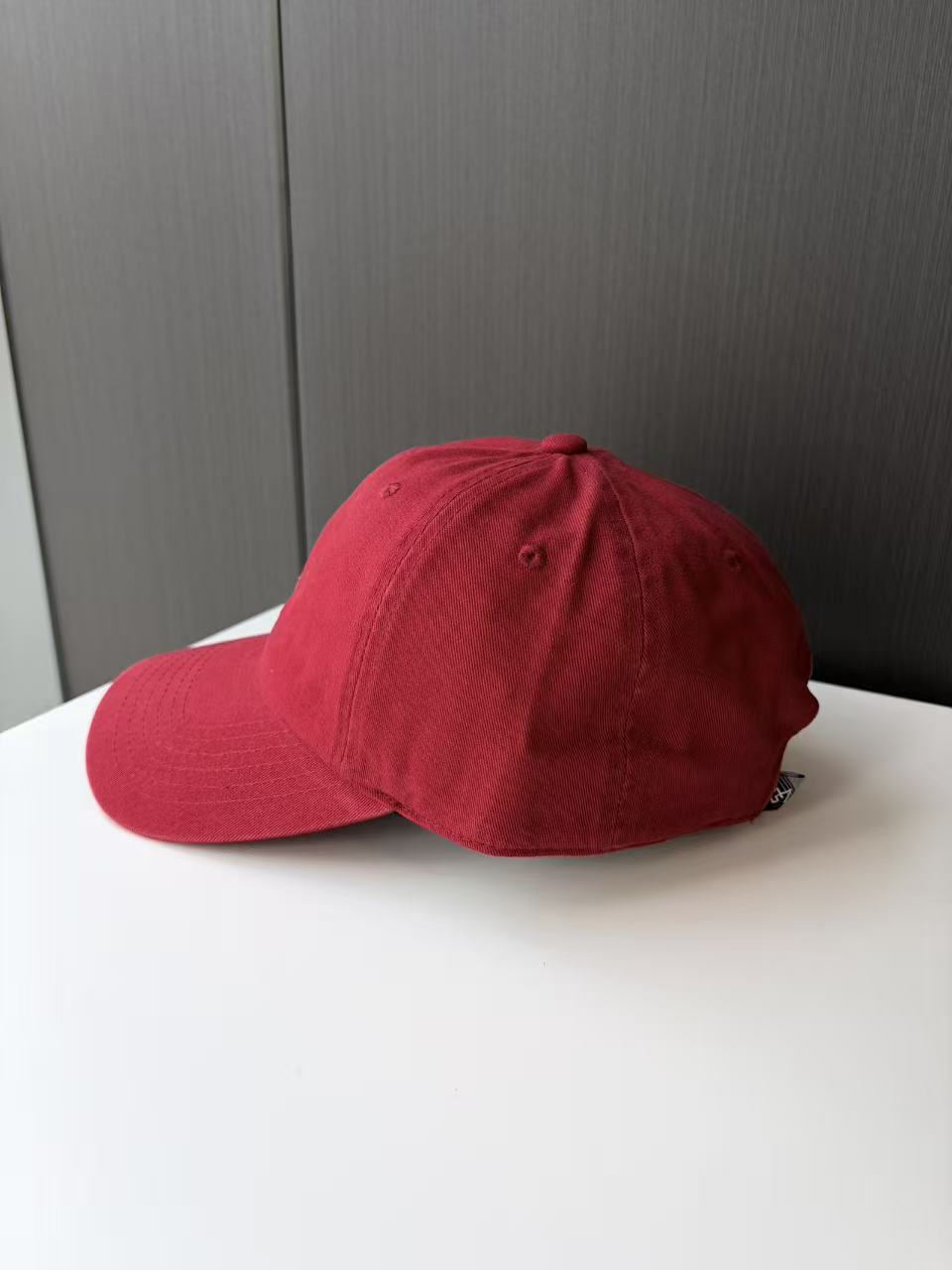 Red Baseball Cap with Embroidered Giraffe Logo