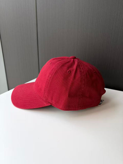 Red Baseball Cap with Embroidered Giraffe Logo
