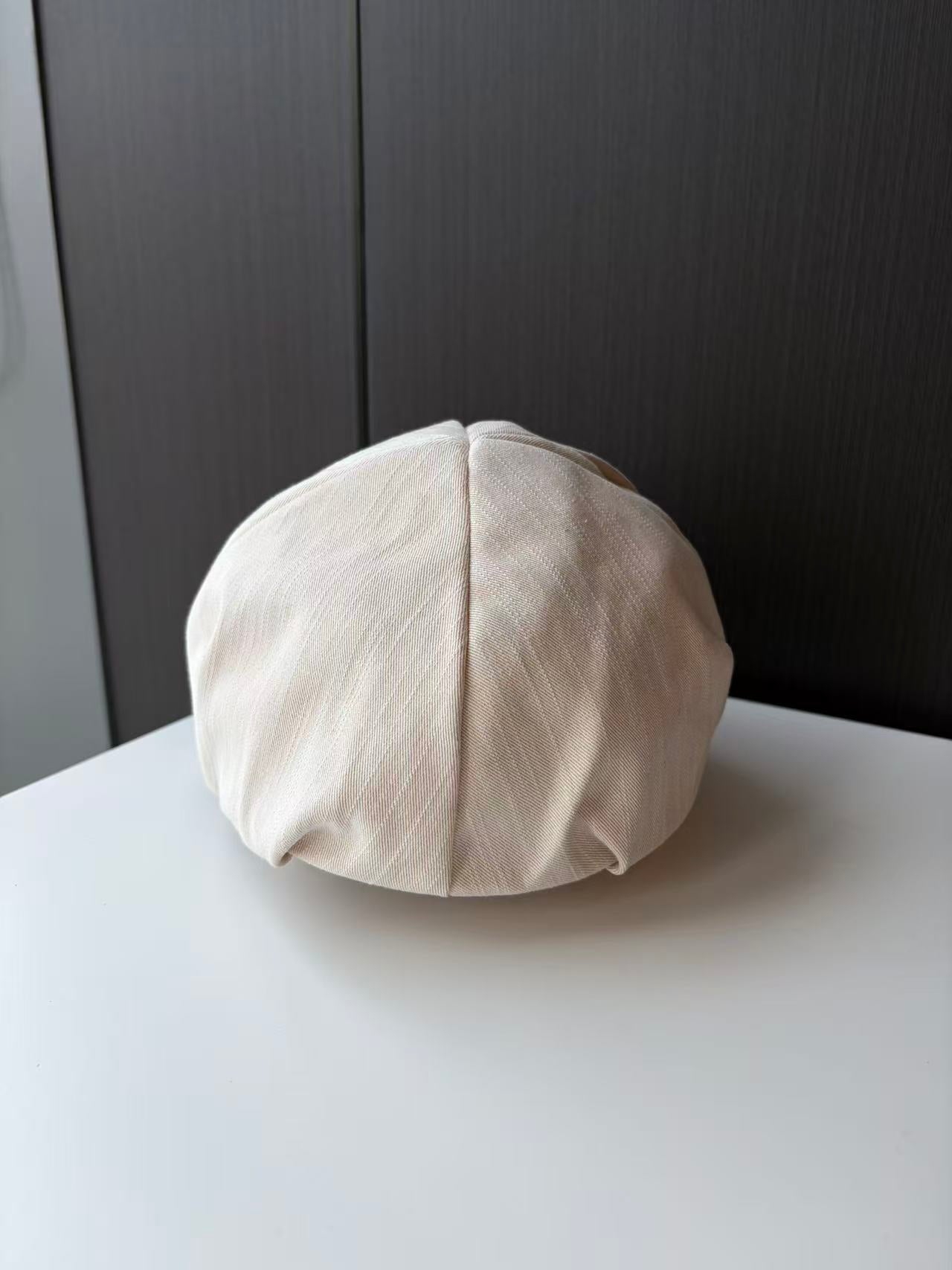 White Baseball Cap with Black Side Stripes